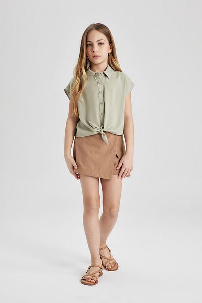 DeFacto Girl's Cropped Fit Short Sleeve Shirt C0819A824Sm