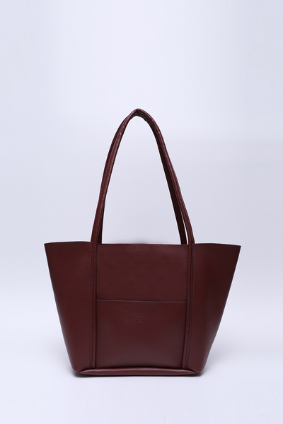 SHAKA Burgundy Shk80 Faux Leather Large Size Shoulder Bag with Front Pocket and Snap Fastener Makeup Bag