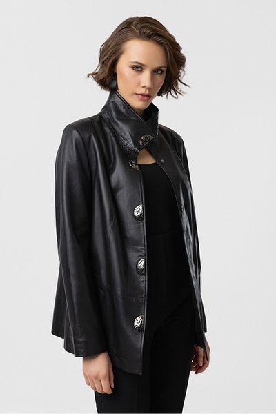 Deriderim Women's Genuine Leather Jacket with Black Rowena Lining