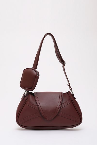 SHAKA Claret Red Shk96 Faux Leather Single Compartment Wallet Arm and Shoulder Bag L:18 W:32 W:8 cm