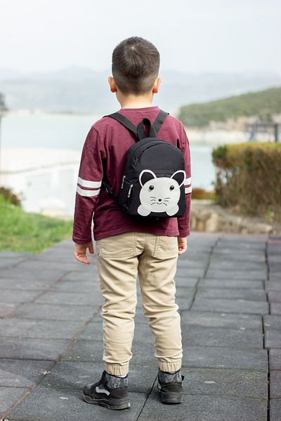 KAFF Black Cat Patterned 1-4 Years Old 2 Compartment Children's Mini Nursery Bag