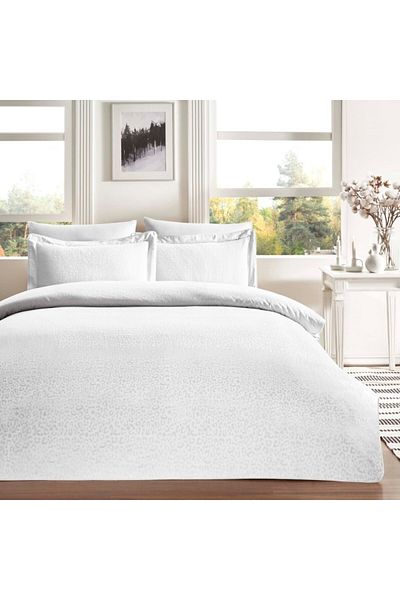 Taç Lenjerie pat jacquard satin de lux 6 piese, Taç, Leo Alb