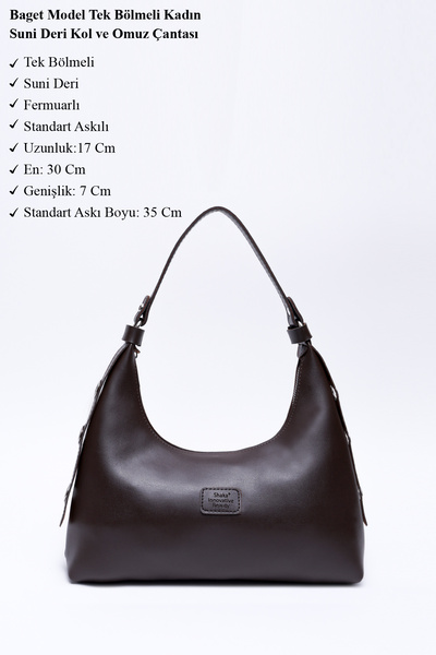 SHAKA Brown Color Shk82 Baguette Model Single Compartment Women's Faux Leather Shoulder Bag