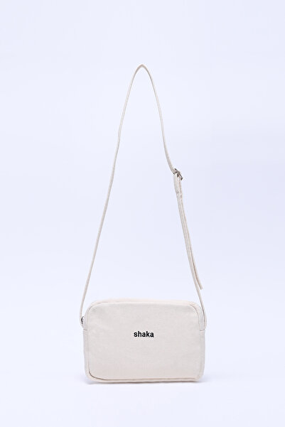 SHAKA Cream Shk156 Canvas Fabric Single Compartment Strap Zippered Cross Shou...