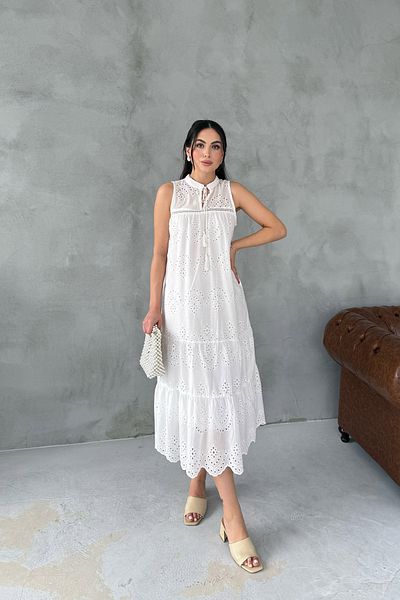 Seda Yalçın Atelier Rochie maxi Ecru cu mâneci zero