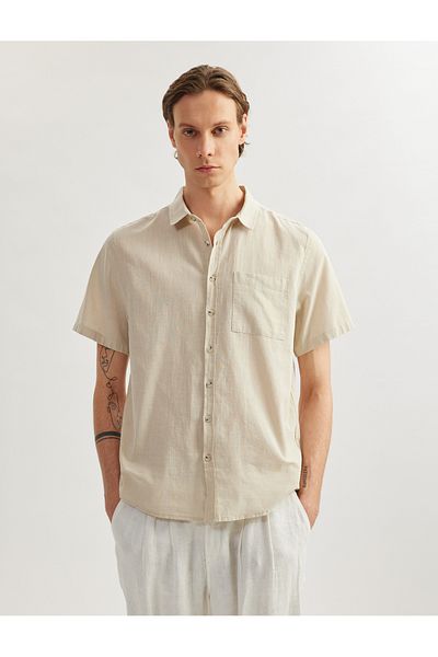 Koton New Season Short Sleeve Cotton Slim Fit Shirt with Pocket Detail