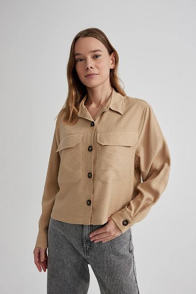 DeFacto Μακρυμάνικο πουκάμισο Crop Twill C0382ax24sp