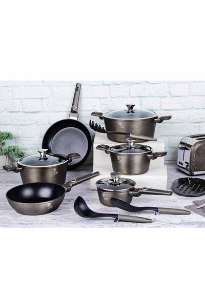 Berlinger Crystal Collection 15-piece titanium surface dinnerware set