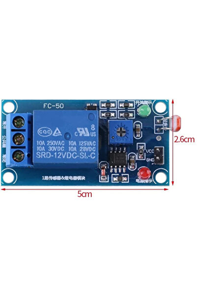 Genel Markalar 12V 1 Kanal LDR Işık Sensörü Kontrollü Röle Kartı