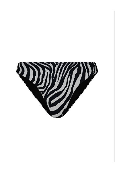 Dennis Denise Zebra Desenli Düşük Bel Yarım Açık Bikini Altı