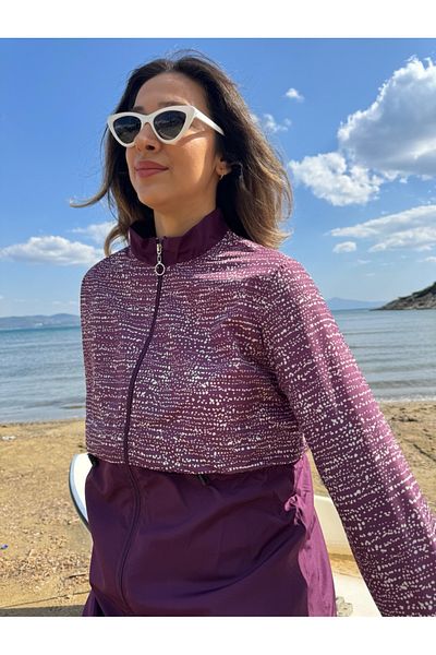 Emayo Full Covered Hijab Swimsuit Pera Purple Point