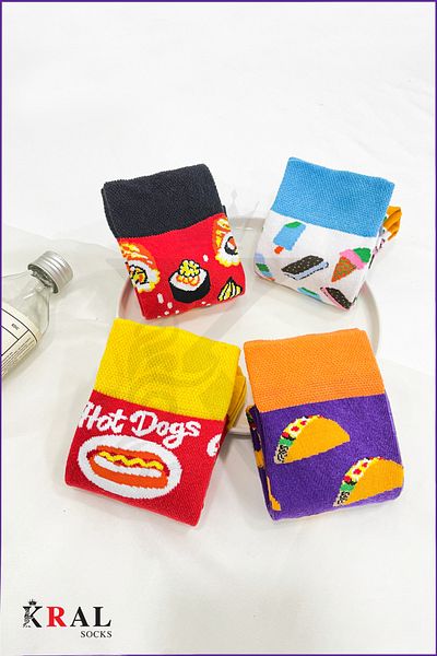 KRAL SOCKS Γυναικείες - Ανδρικές (4 ΖΕΥΓΑ) Σετ βαμβακερές κάλτσες κατά του ιδρώτα χωρίς ραφές-2