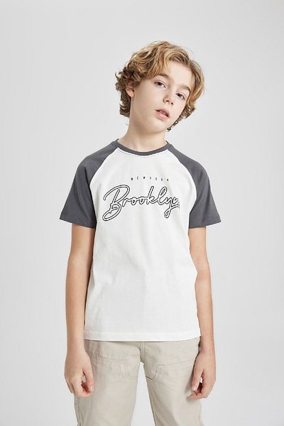 DeFacto Tricou B9468a824sm cu mânecă scurtă cu imprimeu pentru băiat