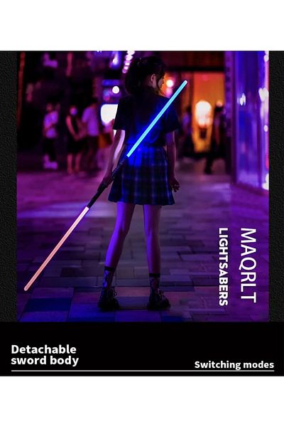 COOYA 2 Pack Rechargeable Cosplay RGB Lightsaber,Type-C Rechargeable,7 RGB Colors with 3 Sound Modes