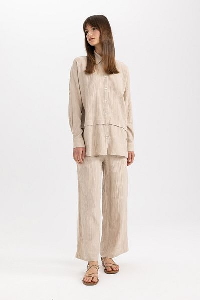 DeFacto Weites Bein, weites, weites Bein, flexible Taille, Basic, gerade Musselin-Hose Z3340az24sp