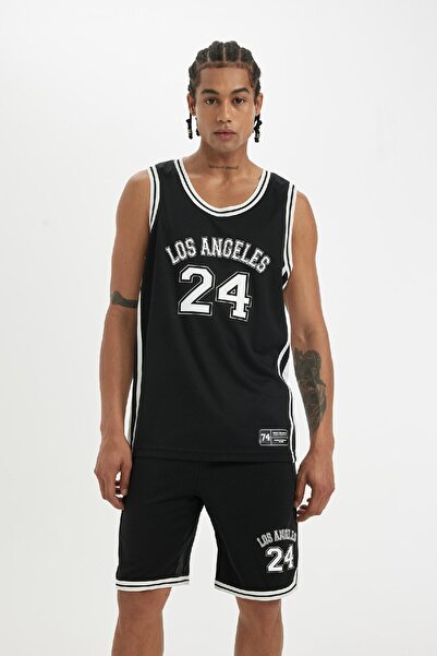 DeFacto Δίκτυο λαιμού ποδηλάτου - Fit Standard Fit Print, Ελαφρύ ύφασμα Sportsman Athlete C2416ax24sm