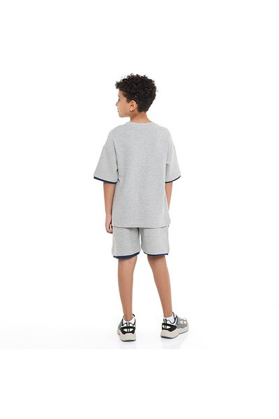 Victor and Jane Boys' Cord Set – Grey T-Shirt and Shorts Outfit