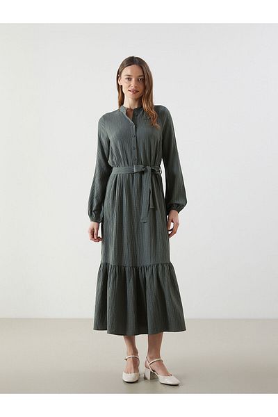 LC Waikiki Γυναικείο φόρεμα με υφή Judge Collar