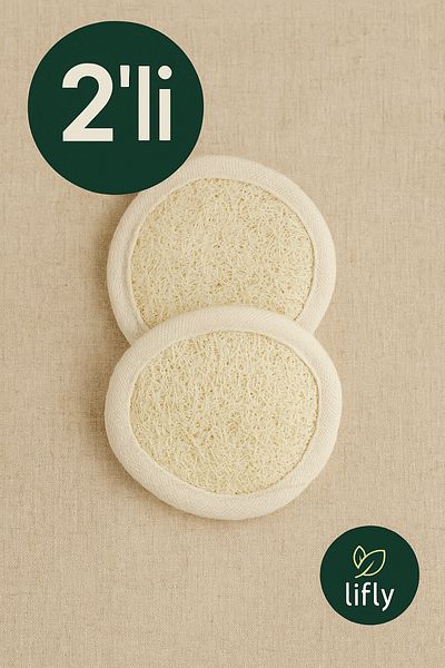 lifly Natural Pumpkin Loofah Mini Facial Peeling Fiber 2 Pieces - Facial Scrub with Peeling Effect