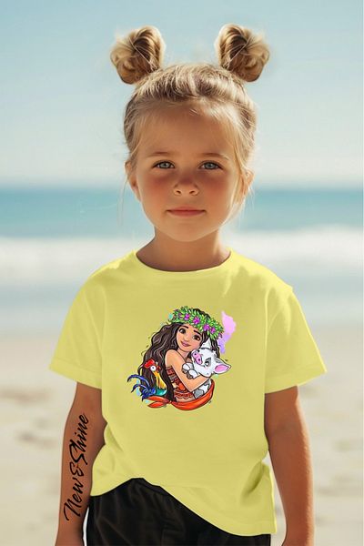 New Shine 1 tricou este un cadou pentru achiziții de 6 și mai sus în coș - Tricou pentru copii oversize cu imprimeu prințesa Moana