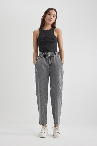 DeFacto Ribbed Camisole Washed Crew Neck Tank Top - Pale Effect B9226Ax24Sm