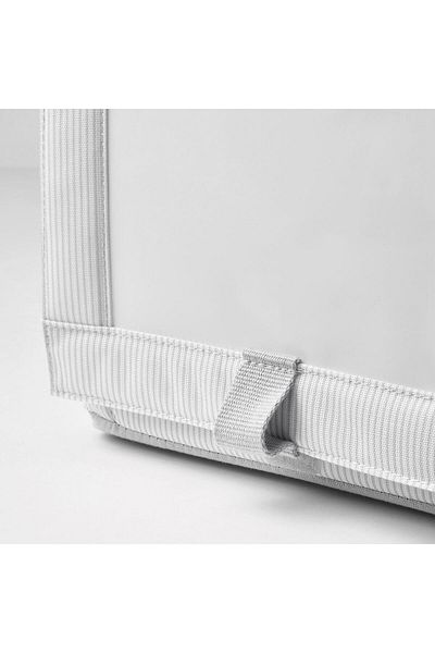 IKEA HEMMAFIXARE Shoe box, fabric striped/white/grey, 23 x 34 x 19 cm