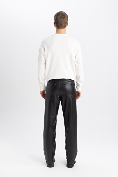 DeFacto Suni Deri Pantolon Baggy Fit Cepli Düz Paça C2211ax23wn