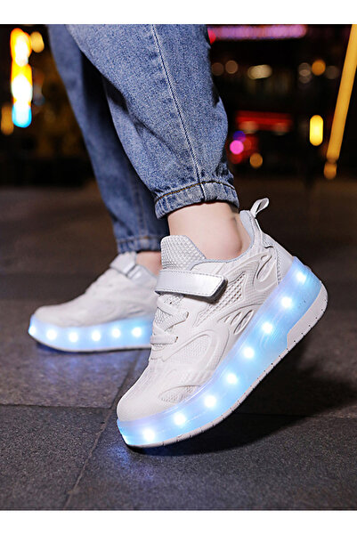 ETG Kids Roller Skates Light up Shoes with Double Wheel Shoes LED USB Charging Roller Sneakers