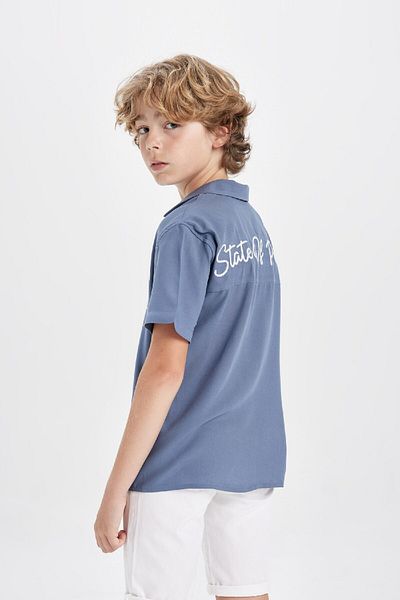 DeFacto Boy's Viscose Polo Neck Shirt - Wide Fit, Short Sleeve C1811A824Sm