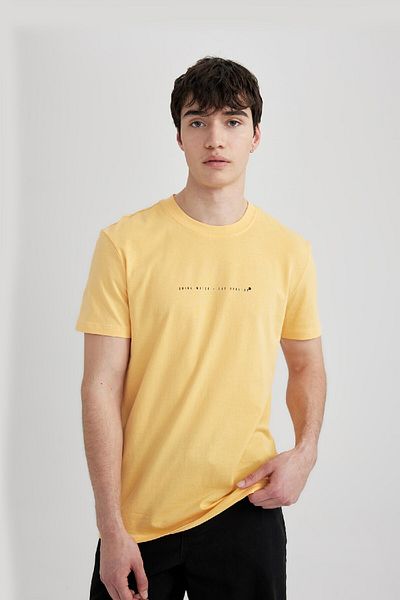 DeFacto Slim Fit Slim Fit Crew λαιμόκοψη με εμπριμέ κοντομάνικο μπλουζάκι C2077ax24sm