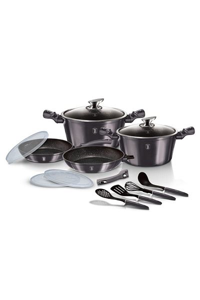 Berlinger Carbon PRO Line 13-piece marble-top cookware set