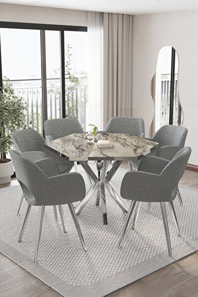 BY ORHAN GÜZEL MUTFAK MASASI TAKIMI YEMEK MASASI TAKIMI 6 KİŞİLİK YUVARLAK WE...