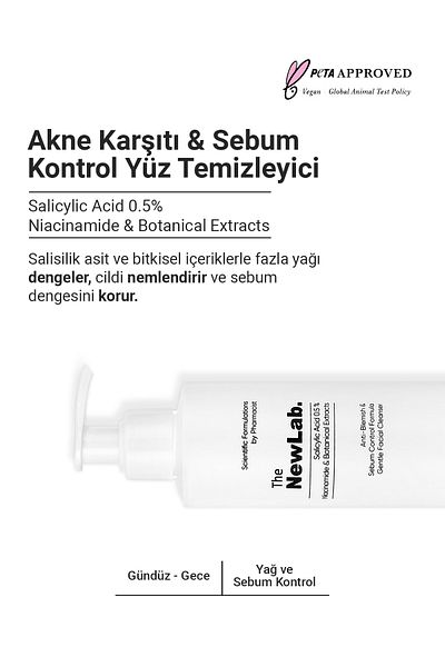 The NewLab Cleansing Gel for Oily and Acne Prone Skin 200 ml (0.5% SALICYLIC ACID, NIACINAMIDE)