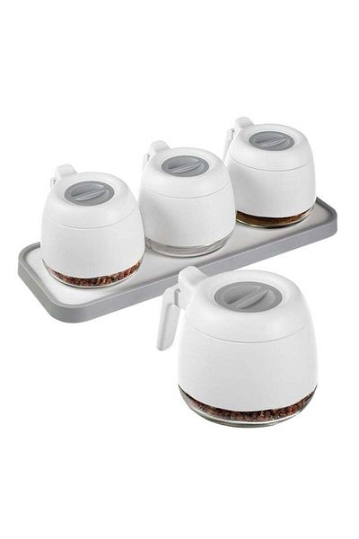 COOYA 3-Piece Spice Jar Set, 280 Ml/9.9 Oz, With Spoon Lid, Sealed, For Kitchen Countertop, Dining Table