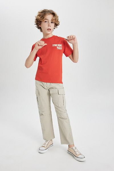 DeFacto Boy's Crew Neck Printed Short Sleeve T-Shirt C1963a824sm