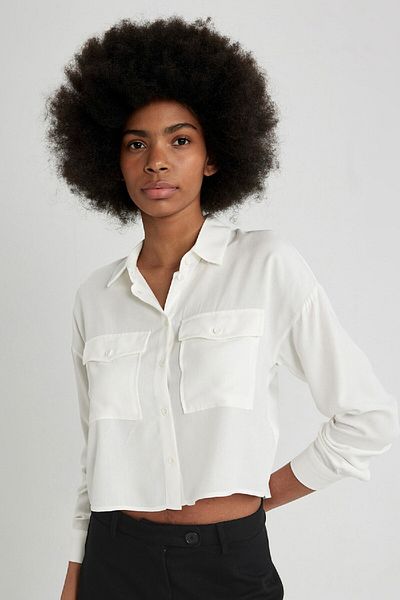 DeFacto Crop Shirt s dlouhým rukávem Regular Fit A5380ax24sp