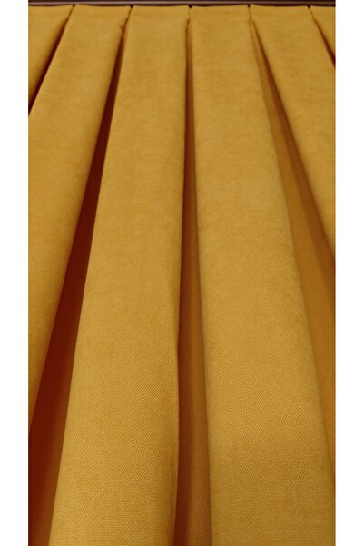 Yuka Diamond Double Wing Yellow Velvet Textured 1/3 Dense Pleated Plain Background Curtain Heavy Weight