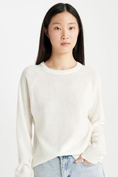 DeFacto Weich strukturierter Strickpullover mit Raglanärmeln und Rundhalsausschnitt – I6913az24wn