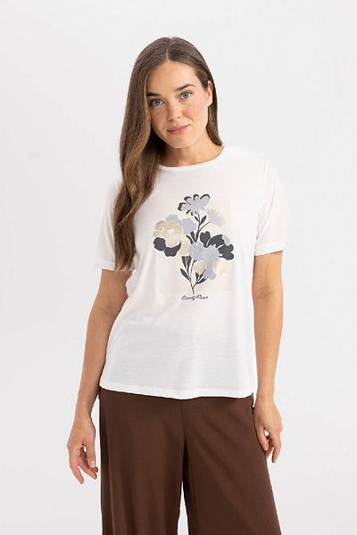 DeFacto Relax Fit Crew Neck Printed Short Sleeve T-Shirt C2121AX24SP