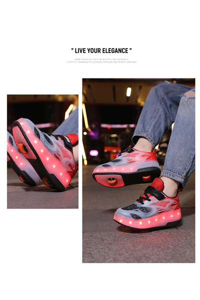 ETG Kids Roller Skates Light up Shoes with Double Wheel Shoes LED USB Charging Roller Sneakers