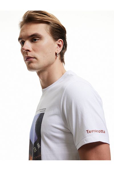 Koton New Season Crew Neck Short Sleeve Regular Fit Cotton Printed T-Shirt