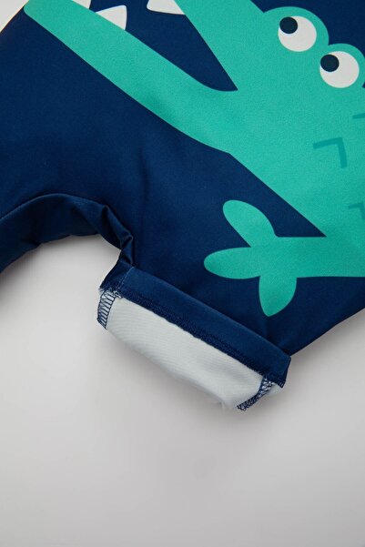 DeFacto Short Sleeve Crocodile Patterned Jumpsuit Swimsuit - B9667A524SM