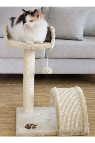 COOYA Cat Vitoria Scratching Post,with Plush Platform,Dangling Cat Toy,53x40 cm,Sisal Covered Scratcher