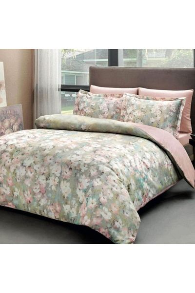 Taç 6-piece satin double bed linen, TaçDelux Digital Jamie Powder Pink