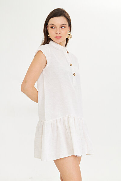 Kutaf Μίνι Φόρεμα Ecru Λινό