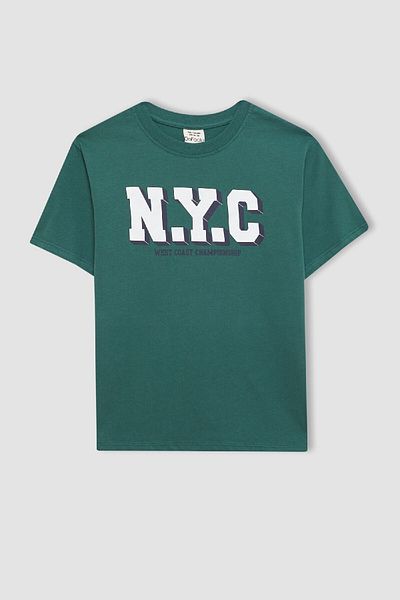 DeFacto Boy's Crew Neck Printed Short Sleeve T-Shirt C1916A824SM