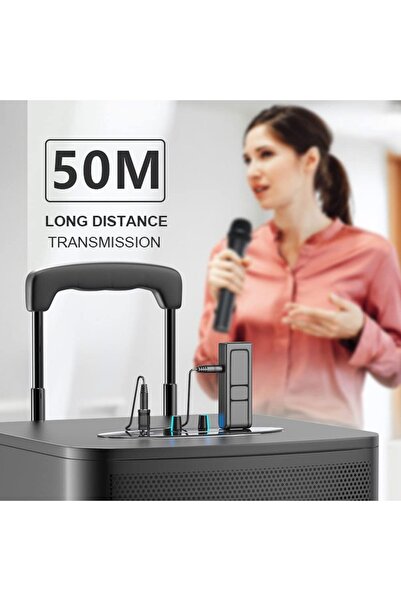 FlashHawk مجموعة من 2 ميكروفون لاسلكي، ميكروفون كاريوكي محمول عالمي، مكبر صوت، أكثر من 110 ديسيبل للاستخدام الخارجي والداخلي