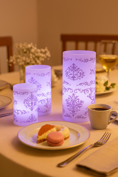 Arma House 3'lü Frangipani Flower Renk Değiştiren Kumandalı Led Mum Seti