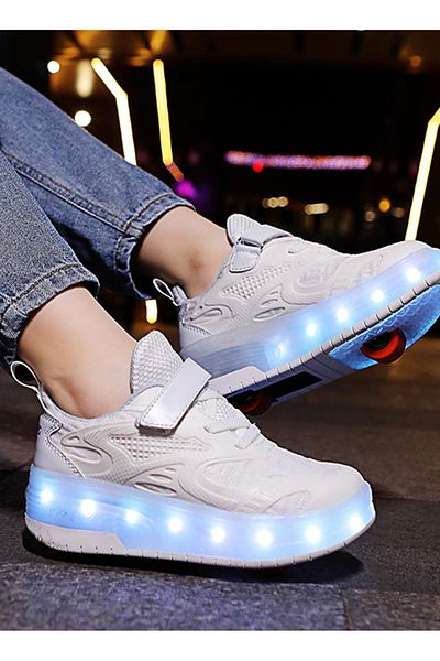ETG Kids Roller Skates Light up Shoes with Double Wheel Shoes LED USB Charging Roller Sneakers