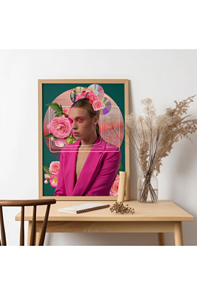 UNT Pictură de artă modernă cu rama din lemn